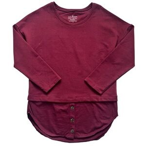 neon buddha XS Lagenlook Layered Hem Sweatshirt Burgundy